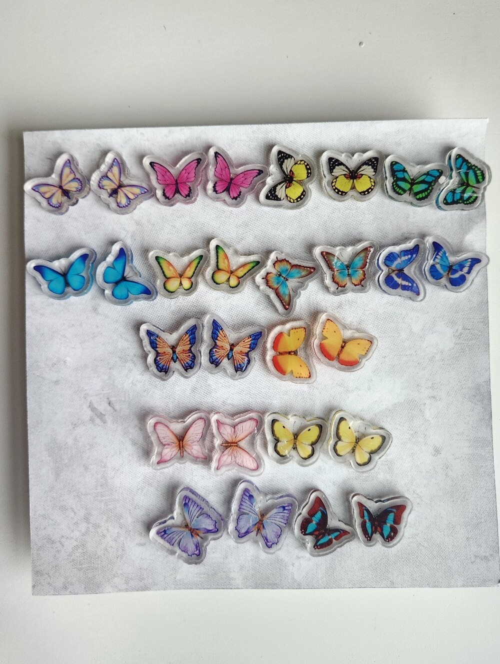 14 Pairs Butterfly earrings Colorful Acrylic Moth fashion Earrings For Women Lot